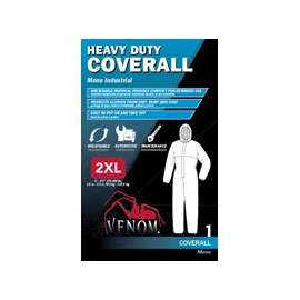 VENOM STEEL VENCV300XXLN Coverall with Hood, 2XL, White