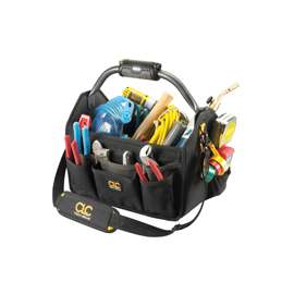 CLC Tech Gear L234 Open Top Tool Carrier with Handle, 22-Pocket, Polyester, Black