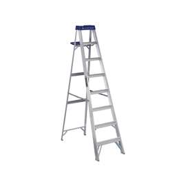 Louisville AS2108 Step Ladder, 250 lb Weight Capacity, 7-Step, 92.393 in H Open, Aluminum