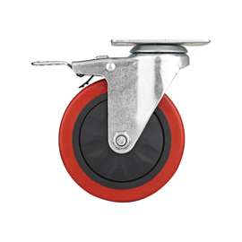 ProSource Swivel Swivel Plate Caster With Top Brake, 5 In Dia, 275 Lb, Polyurethane