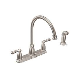 Moen Banbury CA87000SRS Kitchen Faucet, 2-Faucet Handle, 13.13 in H Spout, Stainless Steel