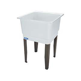 ELM UTILATUB 14K Laundry Tub, 13 in D Bowl, Co-Polypure, White