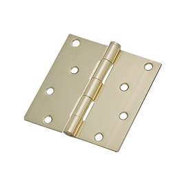 ProSource Door Hinge, 4 In L X 4 In W Door Leaf, 8 Holes, 2.2 Mm Thick Leaf, Steel, Bright Brass