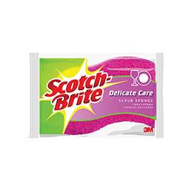 Scotch-Brite 435 Scrub Sponge, 4.4 in L, 0.8 in Thick, Synthetic Fiber, Pink