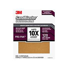 3M SandBlaster 30120ES-15-G Sandpaper, 120-Grit, Medium, Aluminum Oxide