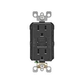 Leviton R04-GFNT1-0KE Duplex GFCI Receptacle, 15 A, 2-Pole, 5-15R, Black
