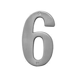 HY-KO Prestige BR-51SN/6 House Number, Character 6, 5 in H Character, Nickel Character