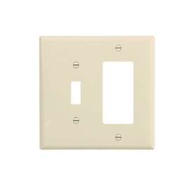 Eaton Wiring Devices PJ126V-SP-L Combination, Mid-Size Wallplate, 2-Gang, Polycarbonate, Ivory