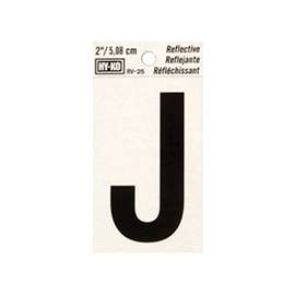 HY-KO RV-25/J Reflective Letter, Character J, 2 in H Character, Black Character
