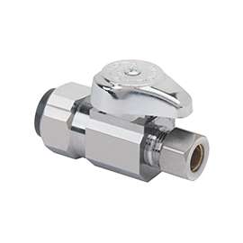 BrassCraft G2PS14X CD Stop Valve, 1/2 x 3/8 in Push-Connect x Compression, Brass, Chrome