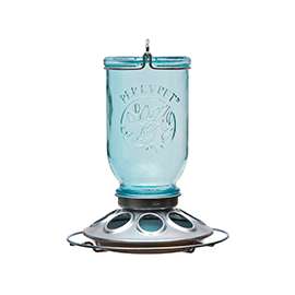 Perky-Pet 784 Wild Bird Feeder, Mason Jar, 1 lb Seed, Vintage Blue