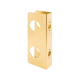 Prime-Line U 9560 Lock and Door Reinforcer, 2-3/8 in Backset, 1-3/4 in Thick Door, Brass