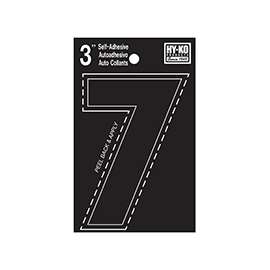 HY-KO 30400 Series 30407 Die-Cut Number, Character 7, 3 in H Character, Black Character