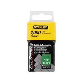 STANLEY TRA206T Wide Crown Staple, 3/8 in L Leg, 22ga ga, Pack