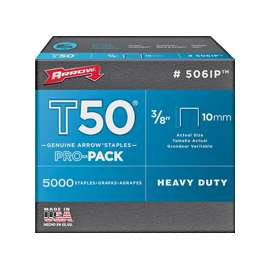 Arrow T50 Series 506IP Flat Crown Staple, 3/8 in L Leg