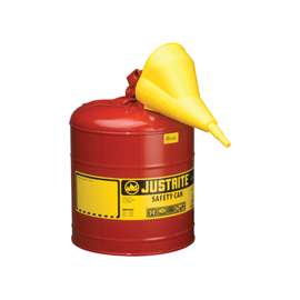 Justrite 7150110 Safety Can, 5 gal Capacity, Steel, Red