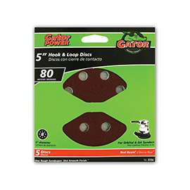 Gator 3724 Random Orbit Sanding Disc, 80-Grit, Medium Grade, Aluminum Oxide, 5 in Dia