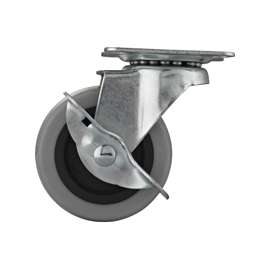 ProSource Swivel Swivel Plate Caster With Brake, 3 In Dia, 130 Lb, Thermoplastic Rubber