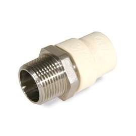 GENOVA 57605S/TMS0500 Pipe to Tube Adapter, 1/2 in MNPT, 1/2 in CTS, Tan