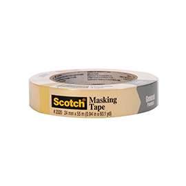 Scotch 2020-24AP Contractor Grade Masking Tape, 60 yd L, .94 in W, 0.005 in Thick, Strong Adhesive, Beige