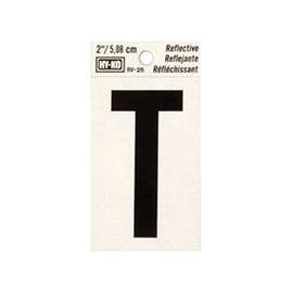 HY-KO RV-25/T Reflective Letter, Character T, 2 in H Character, Black Character