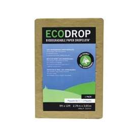 Trimaco ECODROP 02101 Drop Cloth, 12 ft L, 9 ft W, Paper, Tan