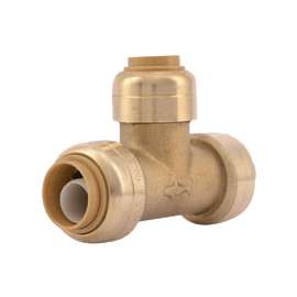 SharkBite U363LFA Tube Tee, 1/2 x1/2 in Run, Push-Fit Run Connection, 3/8 in Branch, Push-Fit Branch Connection