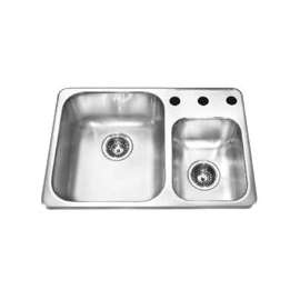 FRANKE Reginox RCM1826/3 Kitchen Sink, 9-1/4, 14 in W Bowl, 11-5/8 in Small, 16 in Large D Bowl, Stainless Steel