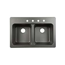 KINDRED FTB904BX Kitchen Sink, Top Mounting, Tectonite, Black
