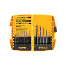 Dewalt DW1163 Drill Bit Set, 13 Pieces, Round Shank, High Speed Steel, Black Oxide