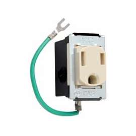 Legrand 1433 Single Receptacle, 15 A, Ivory