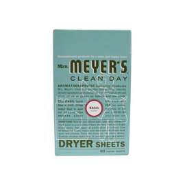 Mrs. Meyer's Clean Day 014448 Dryer Sheet, Basil, 80