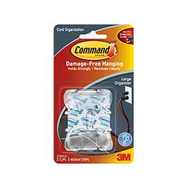 Command 17303CLR Cord Organizer, Plastic, Transparent