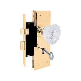 Defender Security E 2311 Keyed Mortise Lockset, Skeleton Key, Glass/Steel, Polished Brass