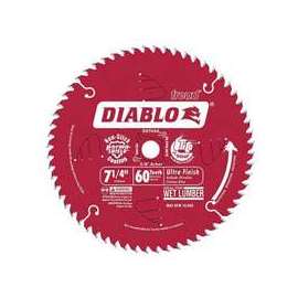 Diablo D0760A Circular Saw Blade, 7-1/4 in Dia, Carbide Cutting Edge, 5/8 in Arbor, Steel