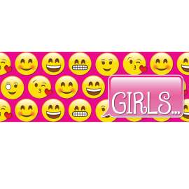 Emoji Girls Laminated 2-Sided Pass, 9" x 3.5"