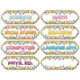 Magnetic Die-Cut Timesavers & Labels, Confetti Classroom Subjects
