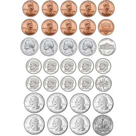 Foam Manipulatives US Coins, 33 Pieces