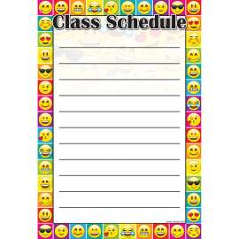 Smart Poly Emoji Class Schedule Chart, Dry-Erase Surface, 13" x 19"