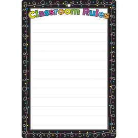 Smart Poly Chart, 13" x 19", Chalk Dots with Loops Classroom Rules, w/Grommet