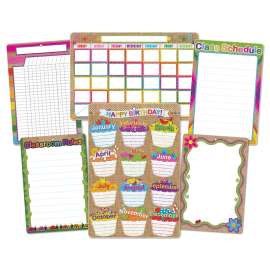 Smart Poly Burlap Stitched Classroom Charts, 13" x 19", Set of 6