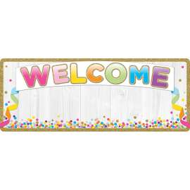 Smart Poly Welcome Banner, 9" x 24", Confetti