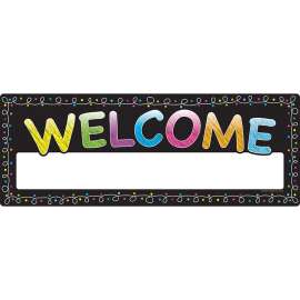Smart Poly Welcome Banner, 9" x 24", Chalk Dots with Loops
