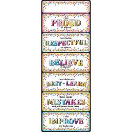 Smart Poly Clip Chart w/Grommet, 9" x 24", Confetti Positive Behavior