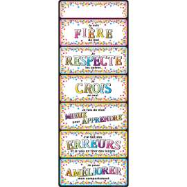 Smart Poly Clip Chart w/Grommet, 9" x 24", French Confetti Positive Behavior