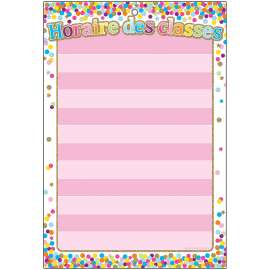 Smart Poly French Immersion Chart w/Grommet, 13" x 19", Confetti, Horaire des classes (Class Schedule)