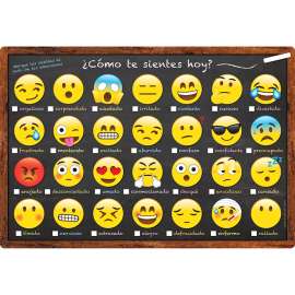 Smart Poly Spanish Chart, 13" x 19", Emoji, Como te sientes hoy? (How Are You Feeling Today?)