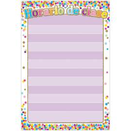 Smart Poly Spanish Chart, 13" x 19", Confetti, Horario de clase (Classroom Rules)