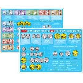 Smart Poly Learning Mat, 12" x 17", Double-Sided, Canadian Currency
