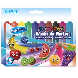 BAZIC Washable Markers, Scented, 10 colors